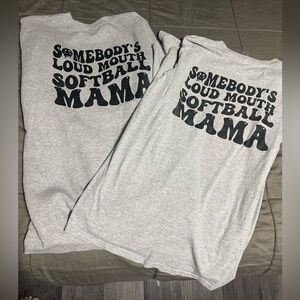 Women’s Softball Mom Sweatshirt and T Shirt lot.